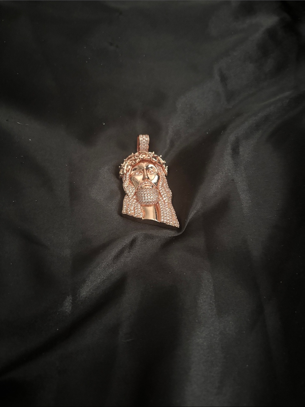 Rose Gold Jesus Head Pendant Necklace for Men